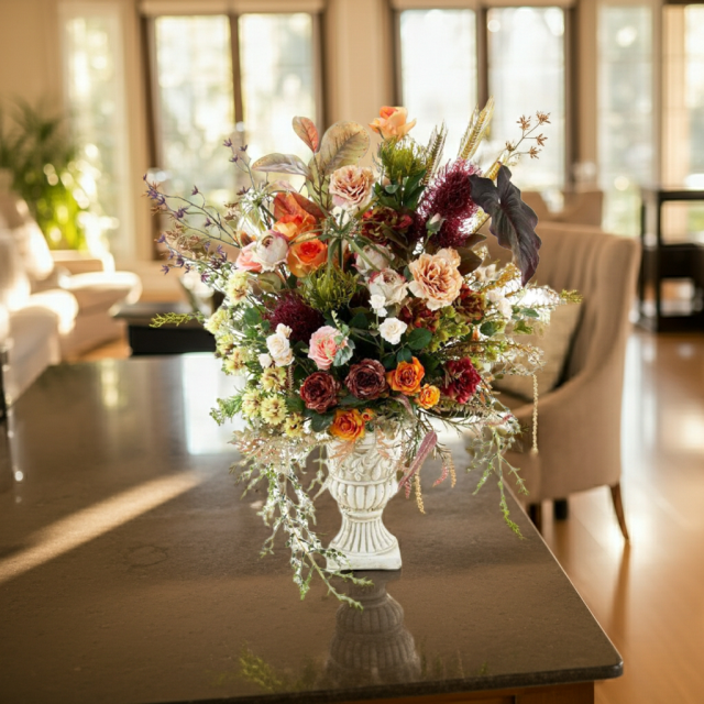 【プレミアムコレクション 造花・アーティフィシャルフラワーアレンジメント】ローズガーデンシリーズ｜ネイティブ アンバー