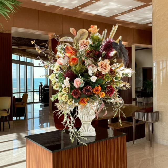 【プレミアムコレクション 造花・アーティフィシャルフラワーアレンジメント】ローズガーデンシリーズ｜ネイティブ アンバー