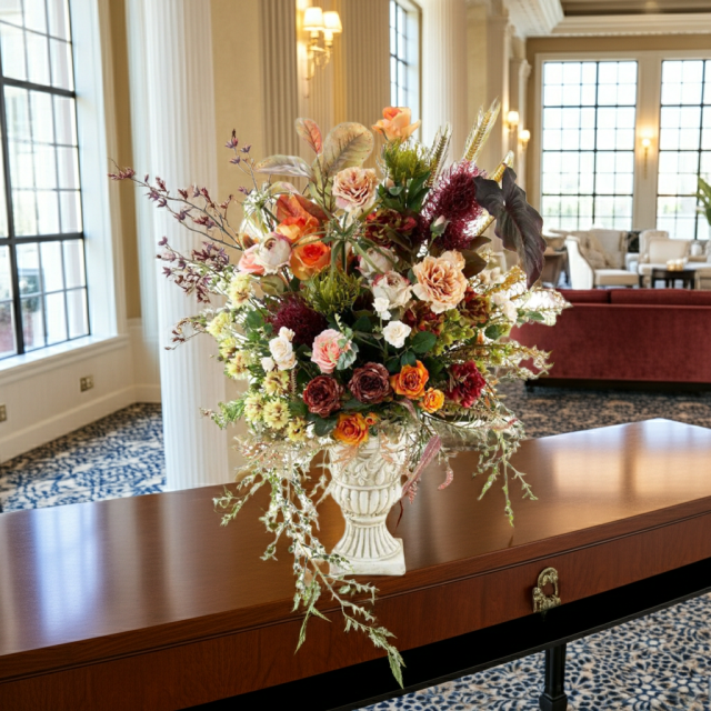 【プレミアムコレクション 造花・アーティフィシャルフラワーアレンジメント】ローズガーデンシリーズ｜ネイティブ アンバー