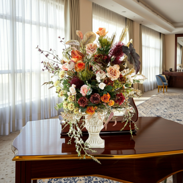 【プレミアムコレクション 造花・アーティフィシャルフラワーアレンジメント】ローズガーデンシリーズ｜ネイティブ アンバー