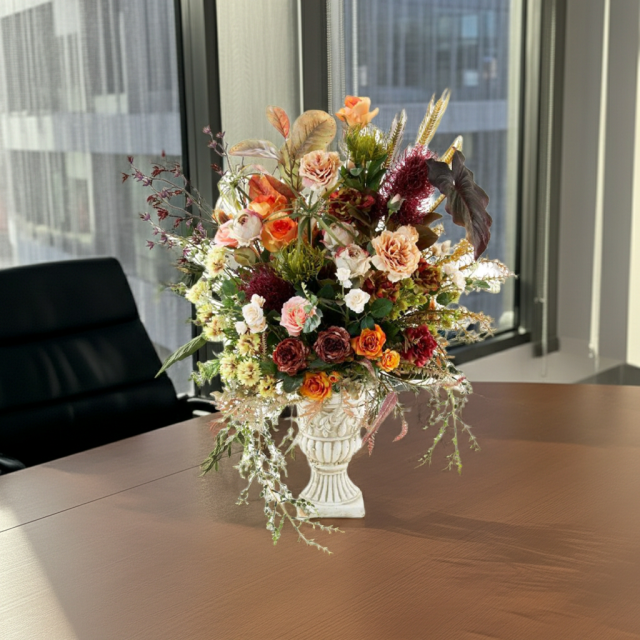 【プレミアムコレクション 造花・アーティフィシャルフラワーアレンジメント】ローズガーデンシリーズ｜ネイティブ アンバー