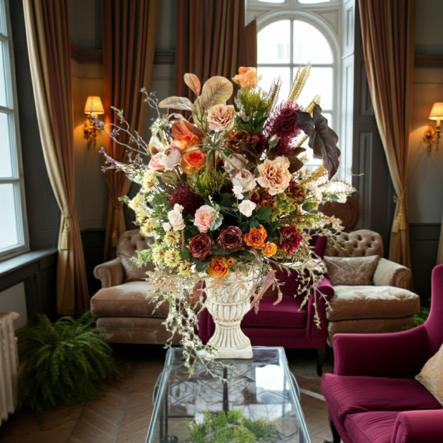 【プレミアムコレクション 造花・アーティフィシャルフラワーアレンジメント】ローズガーデンシリーズ｜ネイティブ アンバー