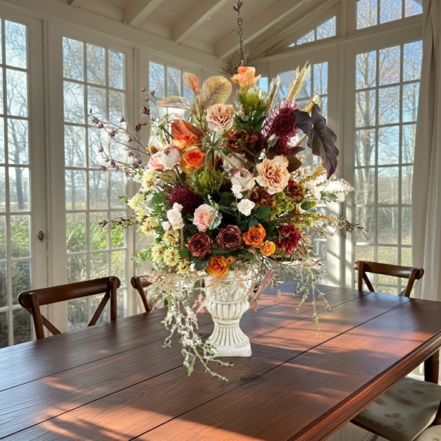 【プレミアムコレクション 造花・アーティフィシャルフラワーアレンジメント】ローズガーデンシリーズ｜ネイティブ アンバー