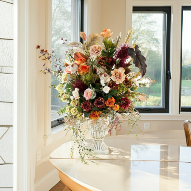 【プレミアムコレクション 造花・アーティフィシャルフラワーアレンジメント】ローズガーデンシリーズ｜ネイティブ アンバー