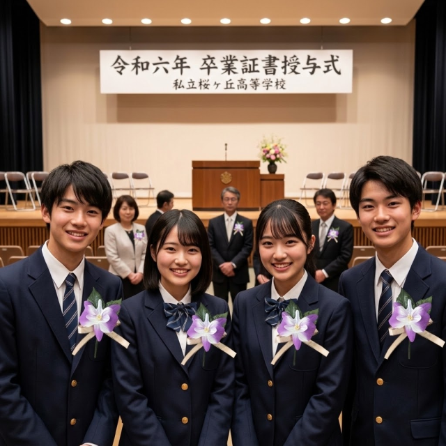 【卒業式・入学式・パーティー・イベント・式典用のコサージュ】デンファレのアートフラワーコサージュ