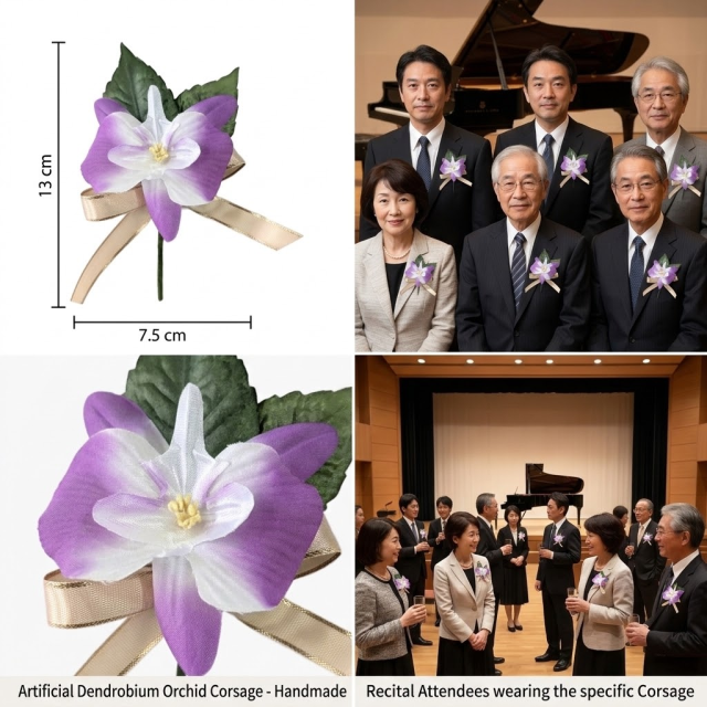 【卒業式・入学式・パーティー・イベント・式典用のコサージュ】デンファレのアートフラワーコサージュ
