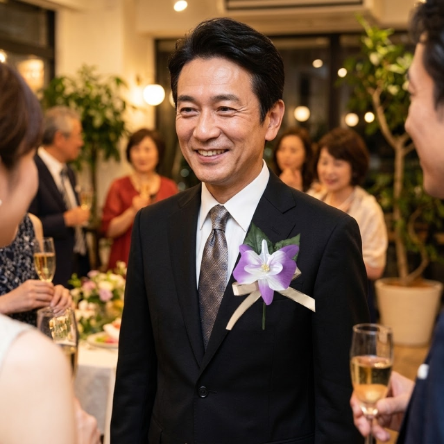 【卒業式・入学式・パーティー・イベント・式典用のコサージュ】デンファレのアートフラワーコサージュ