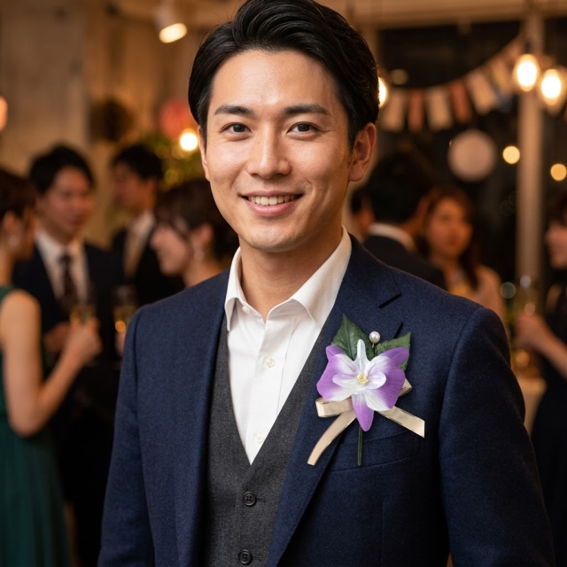 【卒業式・入学式・パーティー・イベント・式典用のコサージュ】デンファレのアートフラワーコサージュ