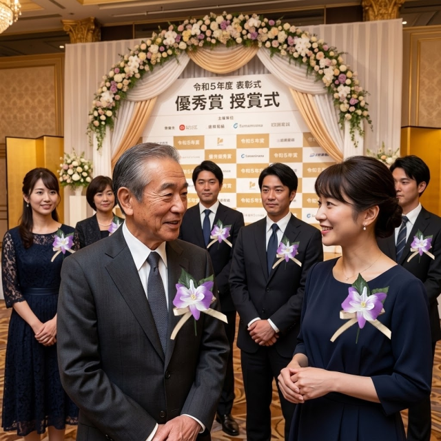 【卒業式・入学式・パーティー・イベント・式典用のコサージュ】デンファレのアートフラワーコサージュ