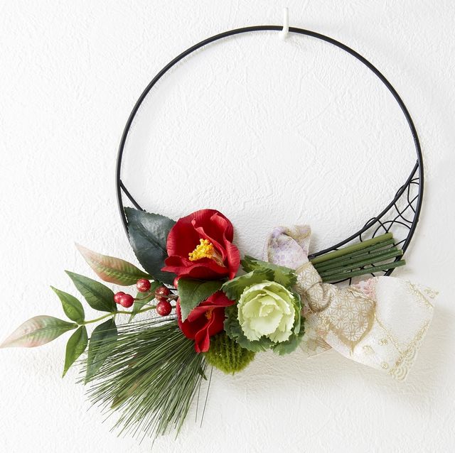 【造花のお正月飾り・和風壁掛け・ハンギングアレンジ】壮春