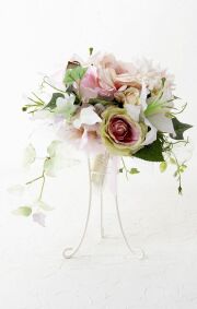 【アーティフィシャルフラワー　インテリアブーケアレンジ】ワイヤースタンドブーケ風アレンジメント/ブーケ・	フェリシア