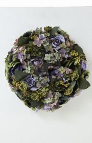 【造花・アーティフィシャルフラワーリース】ミックスフラワーリース ／バラ＆ダリア＆ハイドレンジア