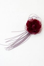 【コサージュ＆髪飾り・2wayタイプ】ループピオニー／ワイン