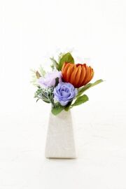 【アーティフィシャルフラワー・造花 お仏壇向けリトル仏花・供花】マム＆ローズのミニ仏花－1束タイプ
