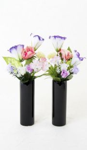 【造花 ミニ供花】トルコキキョウ＆アネモネのミニ仏花セット（左右１対）
