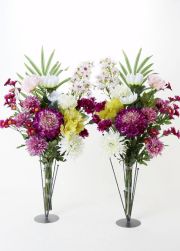 【造花の仏花・供花】アルストロメリア＆菊のモダン供花（左右１対セット）