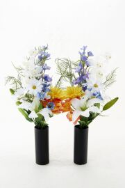 【造花・アーティフィシャルフラワー 仏花・供花・墓花】ガーベラやユリの供花（左右１対セット）