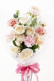 【贈答・贈呈用・造花花束】プロポーズ・記念日など記憶に残る枯れないフラワーギフト／シェルピンクブーケ