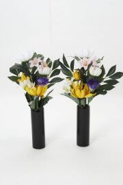 【お墓・仏壇用造花】Newエコ供花２束セットC－1対タイプ（鉄心不使用仏花/ブッシュタイプ）
