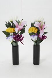 【お墓・仏壇用造花】Newエコ供花２束セットD－1対タイプ（鉄心不使用仏花/ブッシュタイプ）