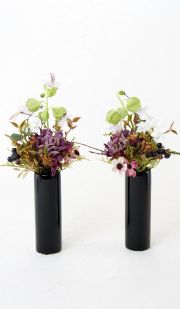 【造花 ミニ供花】ガーベラ＆スターフラワーのミニ仏花セット（左右１対）