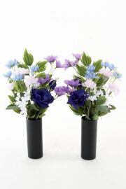 【アーティフィシャルフラワー・造花 お墓・お仏壇向け仏花・供花】トルコ桔梗とジャスミンの洋風供花（左右１対セット）