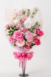 一点もの 高級アーティフィシャルフラワー花束｜ピンク系ラグジュアリーブーケ（母の日・誕生日・プロポーズ・ギフト）