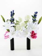 【造花の仏花・供花】百合＆ピオニーの供花（左右１対セット）