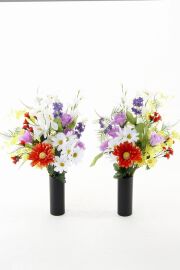 【造花・アーティフィシャルフラワー 仏花・供花・墓花】ガーベラやオンシジュームの供花（左右１対セット）