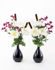 【造花の仏花・供花】菊＆ガマの穂の供花（左右１対セット）