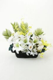【お別れ花 枕花 お彼岸花・法事用供花/ご命日・ご供養・お悔み用仏花】造花メモリアルアレンジメントフラワー・慈光