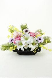 【お別れ花 枕花 お彼岸花・法事用供花/ご命日・ご供養・お悔み用仏花】造花メモリアルアレンジメントフラワー・和讃