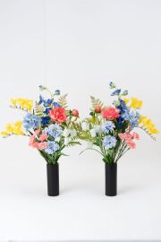 【豪華洋風仏花】アーティフィシャルフラワー 左右一対セット お墓・お仏壇用 供花（ピオニー・カーネーション・他）