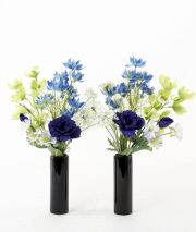 【お墓・仏壇用 造花の仏花・供花】トルコキキョウとコーンフラワーの仏花セット（左右１対）