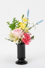 【アーティフィシャルフラワー・造花 お仏壇向けリトル仏花・ミニ供花】ミニ百合やローズのミックス供花－1束タイプ