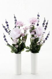 【アーティフィシャルフラワー・造花 お墓・お仏壇向け仏花・供花1対-左右2束セット】ローズガーデンシリーズ｜offering of roses-A
