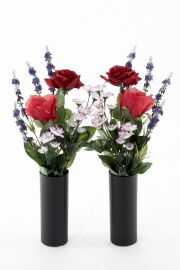 【アーティフィシャルフラワー・造花 お墓・お仏壇向け仏花・供花1対-左右2束セット】ローズガーデンシリーズ｜offering of roses-A