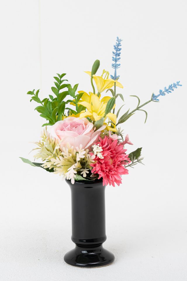 【アーティフィシャルフラワー・造花 お仏壇向けリトル仏花・ミニ供花】ミニ百合やローズのミックス供花−1束タイプ