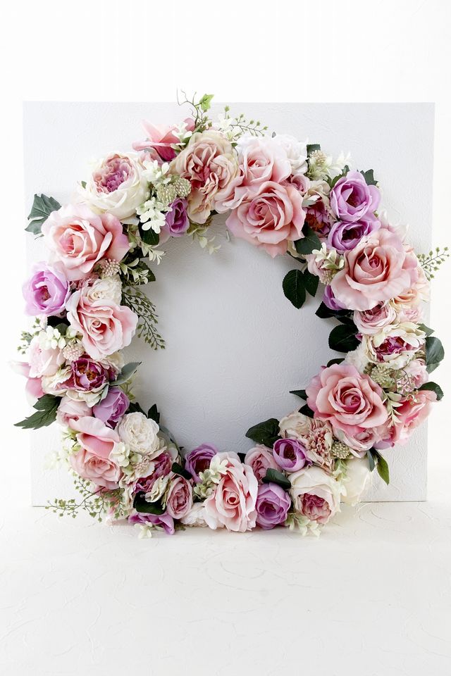 【造花 アーティフィシャルフラワー・アートフラワーのオリジナルリース】ローズガーデンシリーズ｜Rose wreath―A
