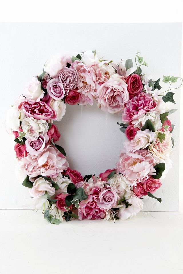 【造花 アーティフィシャルフラワー・アートフラワーのオリジナルリース】ローズガーデンシリーズ｜Rose wreath―C