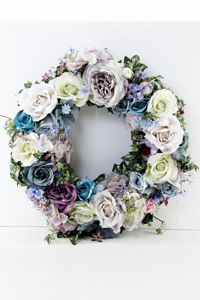 【造花 アーティフィシャルフラワー・アートフラワーのオリジナルリース】ローズガーデンシリーズ｜Rose wreath―D