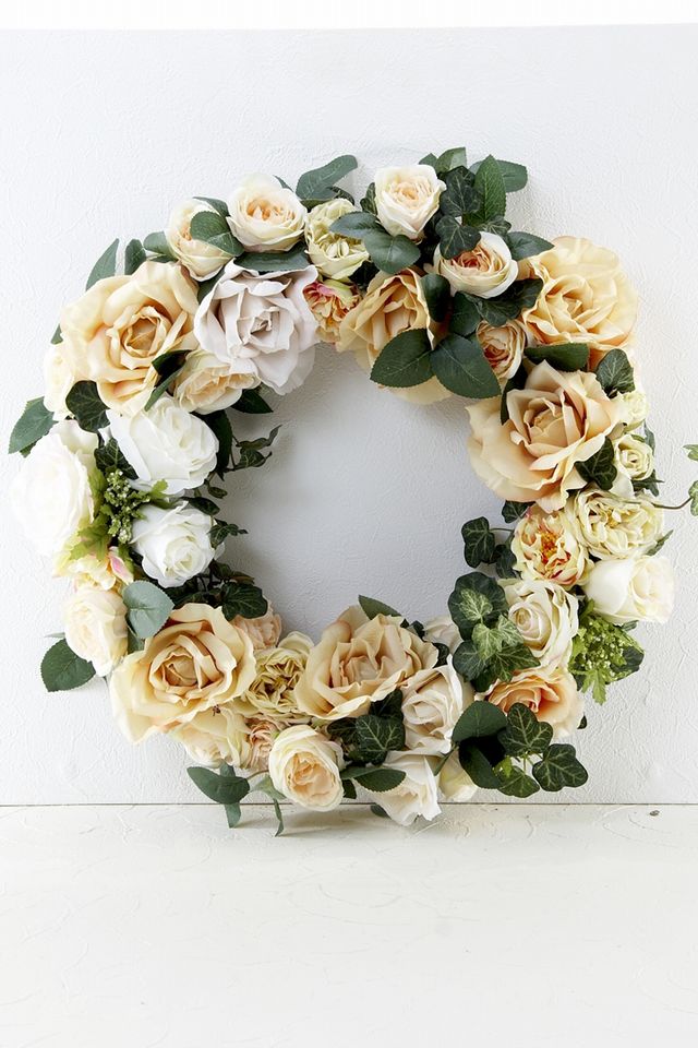 【造花 アーティフィシャルフラワー・アートフラワーのオリジナルリース】ローズガーデンシリーズ｜Rose wreath―E