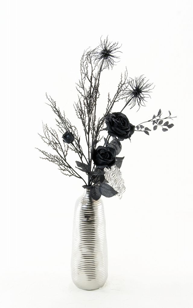 【アーティフィシャルフラワー インテリアブーケアレンジ】ローズガーデンシリーズ｜バンドルアレンジメント Black Rose