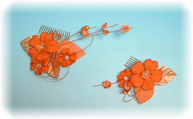 ＃１０６００　２点セット髪飾り（オレンジ）