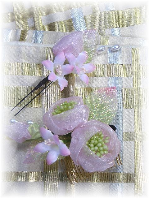 S-2041 和・洋両用髪飾り　大小２点セット（ピンク）