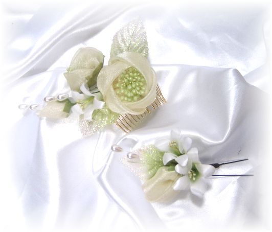 S-2041 和・洋両用髪飾り　大小２点セット（ベージュ）