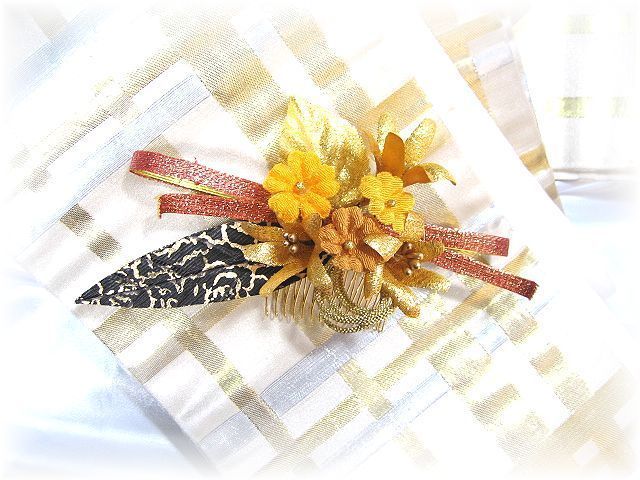 S-2018 和装髪飾り(コームタイプ／カラシ）－イエロー系