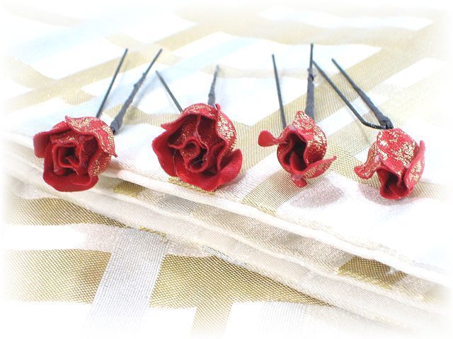 S-1011 和装髪飾り＜蕾薔薇＞Uピン４本セット（９Ａ０６）／全１３色