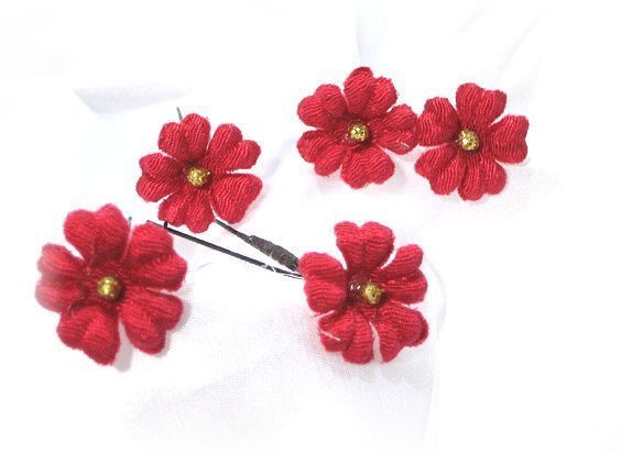S-1017　和装髪飾り＜桜草＞Uピン５本セット（９Ａ１２）／薔薇