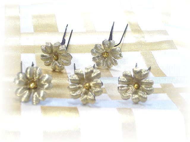 S-1017　和装髪飾り＜桜草＞Uピン５本セット（９Ａ１２）／黒金